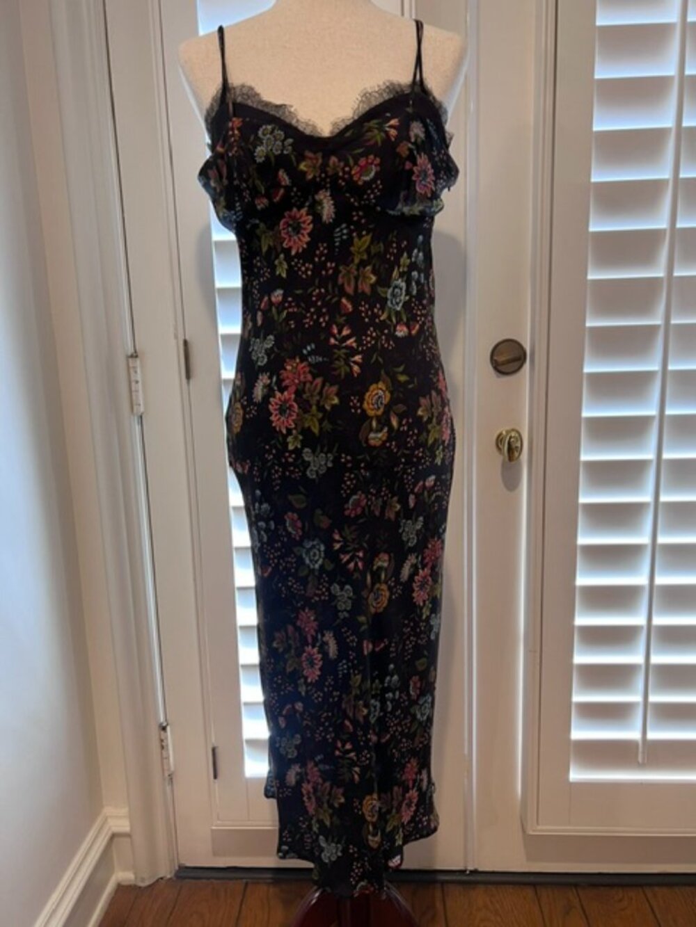 Veronica Beard Print Dress with Lace bust, Spaghetti strap, Midi, Size 8